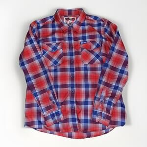 Dixxon Flannel Co. Doohan Plaid Women’s Flannel Shirt Red Blue Long Sleeve L